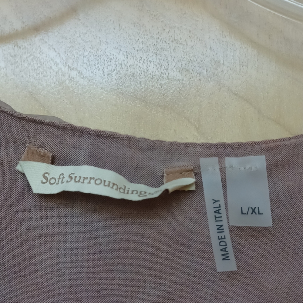Soft Surroundings Grey Lavender Silk Tie Die Ombre Tunic Top L XL - Picture 4 of 12